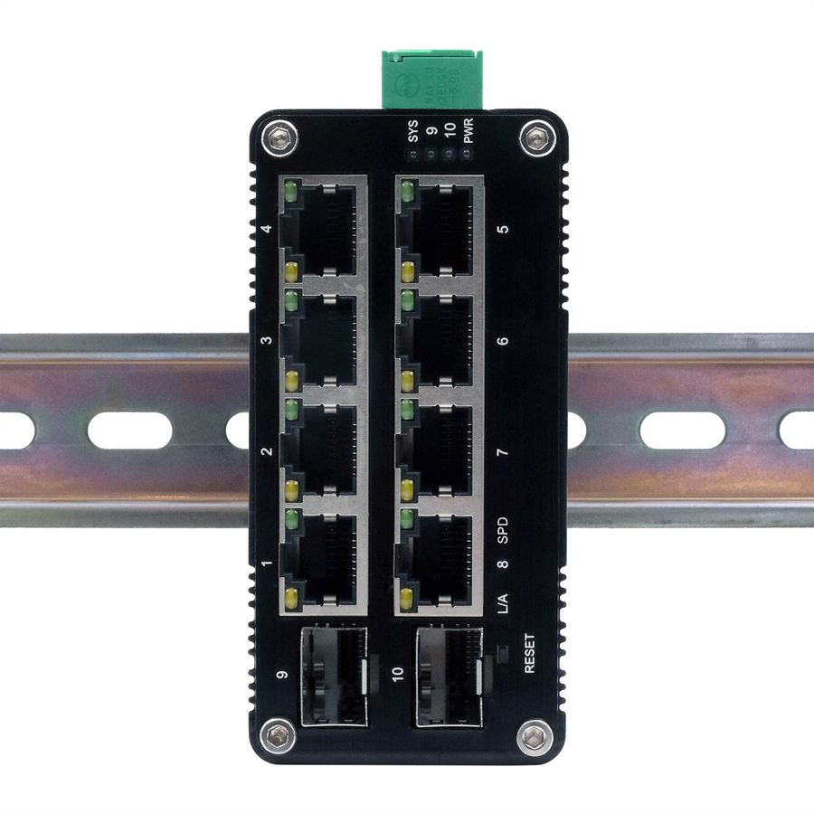 EXSYS EX-62035M-SFP Mini commutateur Gigabit industriel 8+2 ports, géré par le Web
