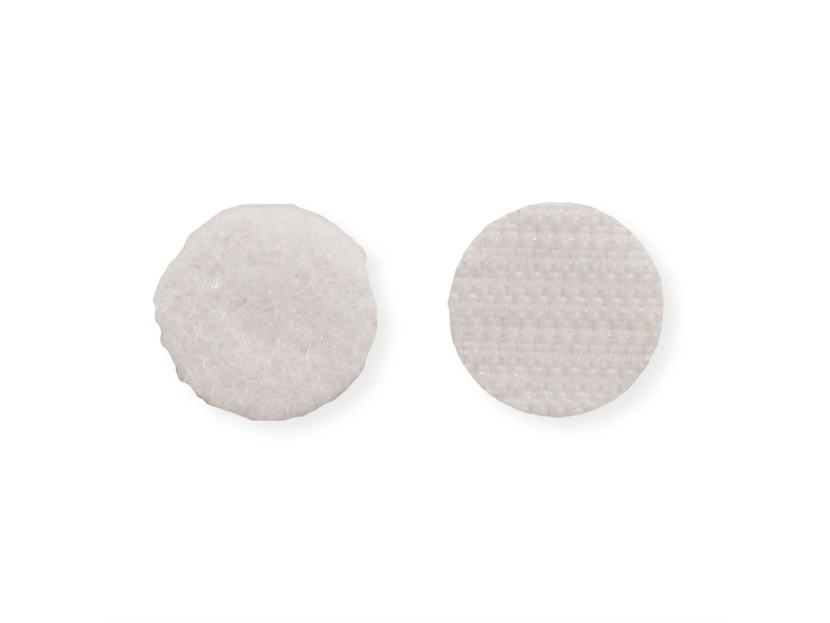 VELCRO® Boutons ronds 16mm x 16 blancs, crochets & velours autocollants