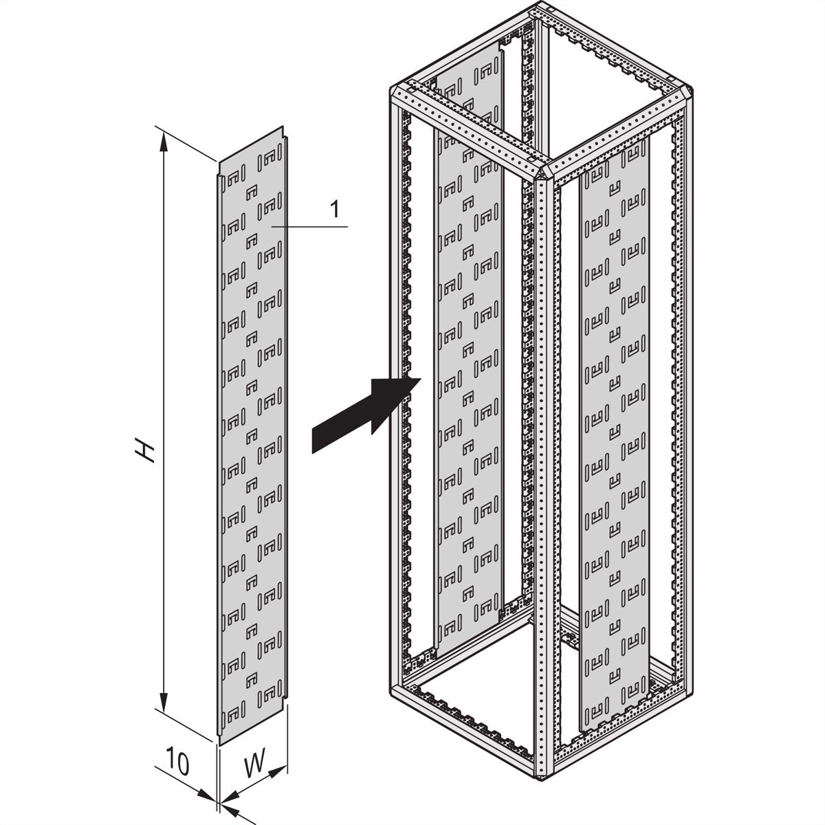 Panneau de câbles Varistar SCHROFF, 1800H 150W