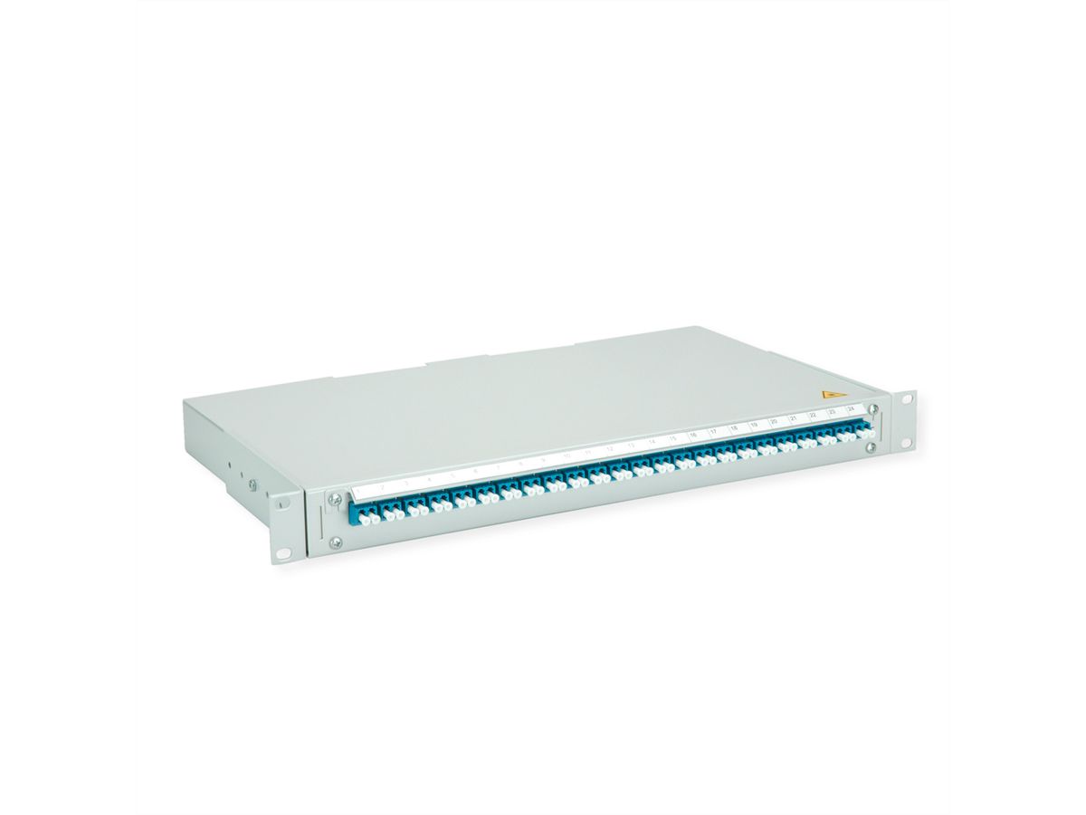 TELEGÄRTNER BASIS V Panneau fibre optique avec coupleurs & Pigtails , 24x LC Duplex, bleu, OS2 PC