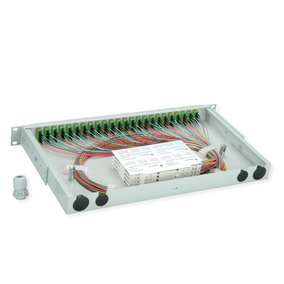 TELEGÄRTNER BASIS V Panneau fibre optique avec coupleurs & Pigtails , 24x LC Quad, vert sapin, OM5