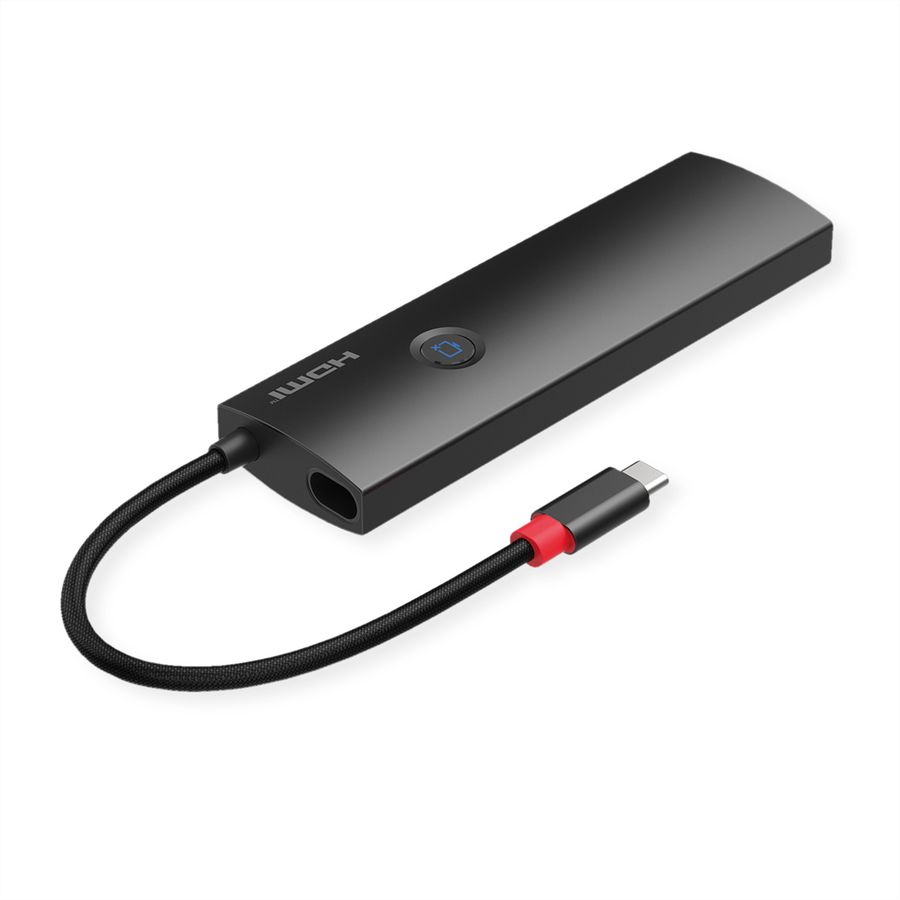 ROLINE Station d'accueil USB 3.2 Gen 2 type C multiports, HDMI 4K60, USB 3.2 Gen2, USB-C PD, LAN, SD-Card Reader