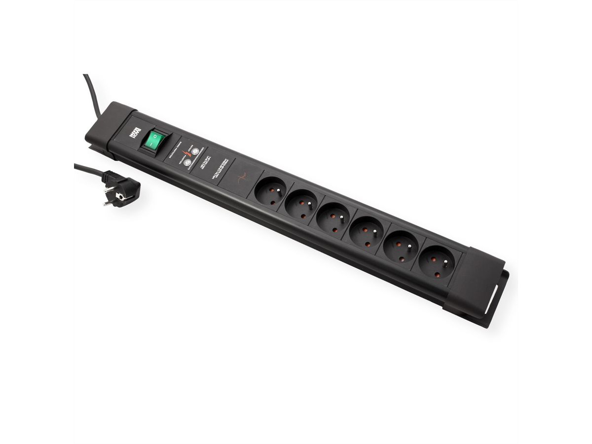 BACHMANN CONNECTUS 6xUTE , 1xGVS 1xinterrupteur 2,0m CEE7/7 noir