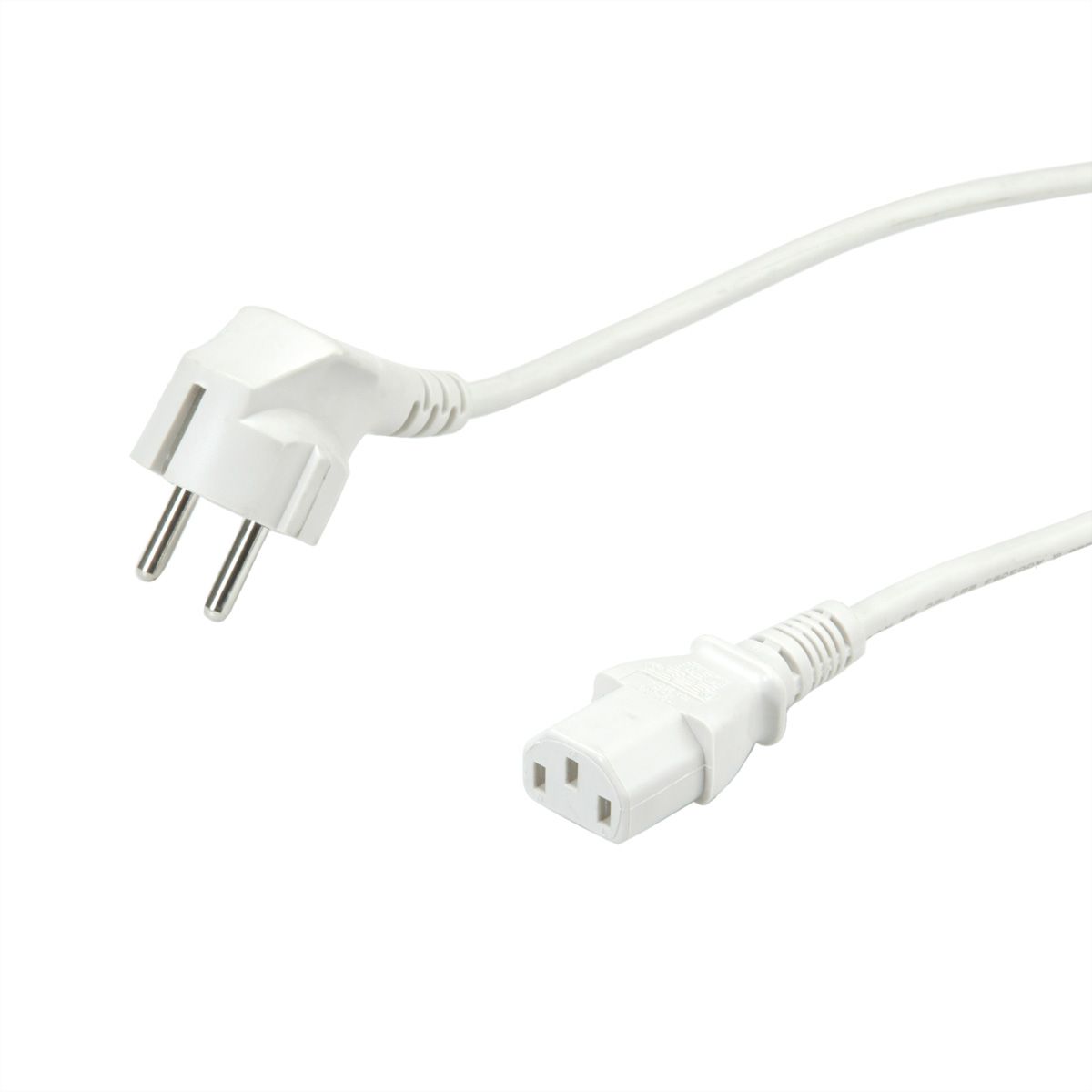 VALUE Câble d'alimentation 2P+T coudé - C13, blanc, 1,8 m