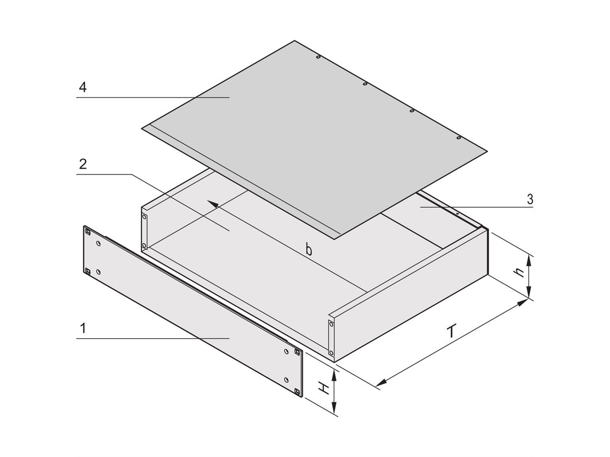 SCHROFF MultipacPRO 19" Châssis, Acier, AlZn, Plain Top and Base, 2 U, 340 mm