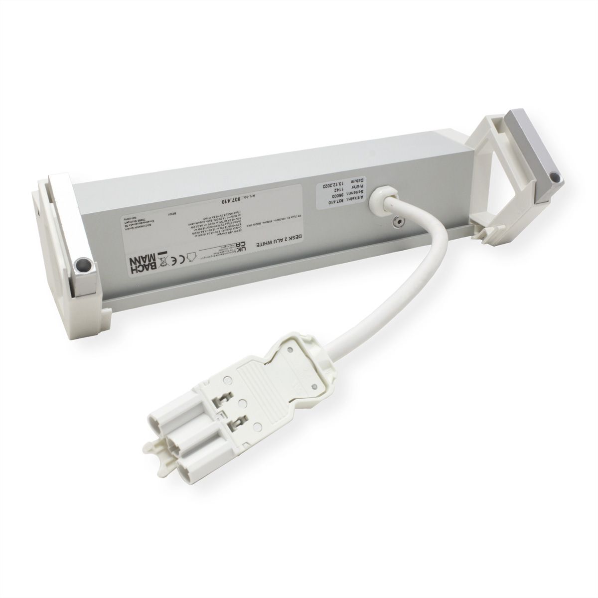 BACHMANN DESK2 ALU WHITE 2xUTE 1xUSB A/C 22W 1xinterrupteur 0,2m