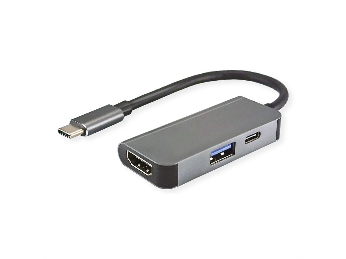 VALUE Adaptateur USB Type C - HDMI + USB 3.2 Gen 1 A + Type C (Power Delivery)