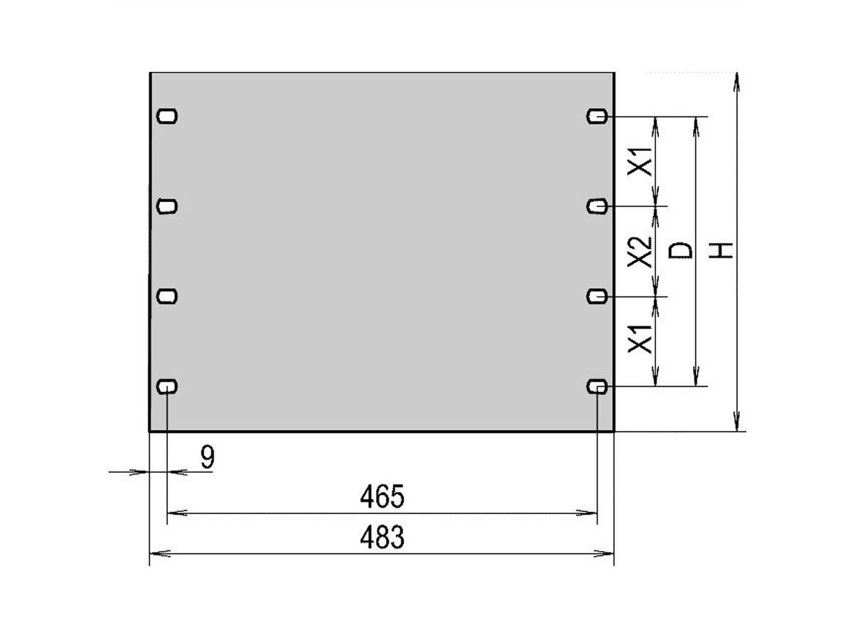 SCHROFF Cache 19" aluminium anodisé 3 UH