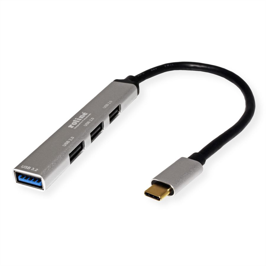 ROLINE Hub USB 3.2 Gen 1, 4 ports, câble de connexion type C