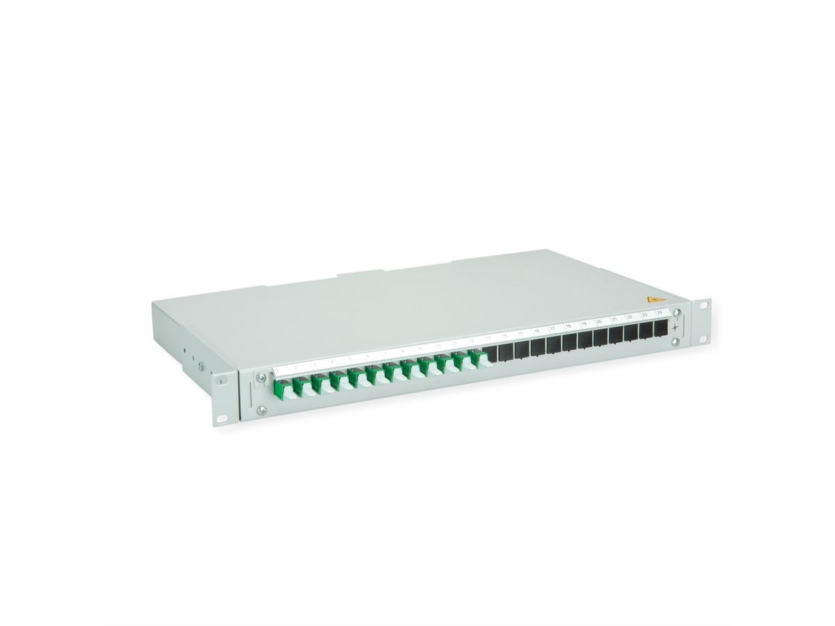TELEGÄRTNER BASIS V Panneau fibre optique avec coupleurs & Pigtails , 12x E2000, OS2 vert APC