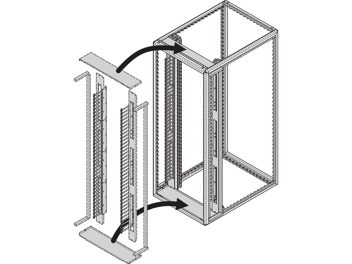 SCHROFF Couvercle de séparation d'air, kit de face avant, pour largeur d'armoire 800 mm, avec doigts de câbles