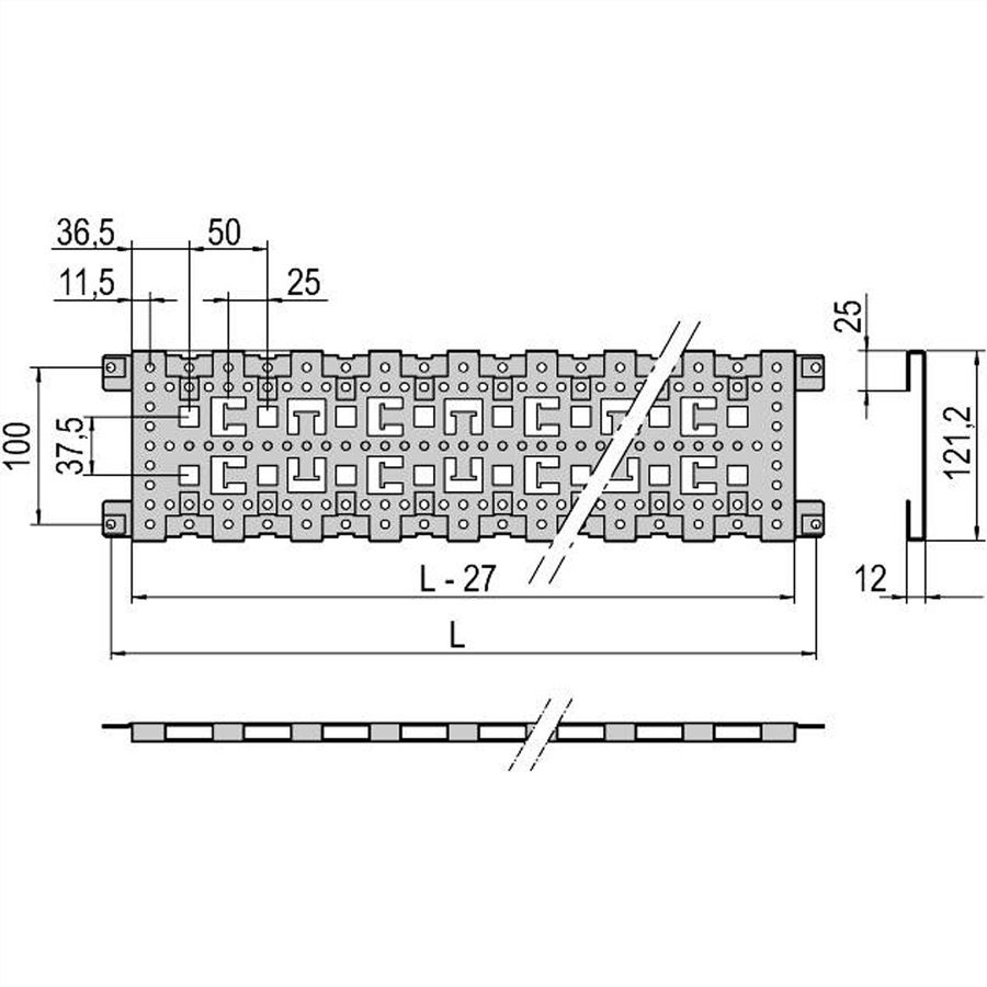 Elément de profondeur SCHROFF Varistar, 3 rangs, 1100D, Aluzinc