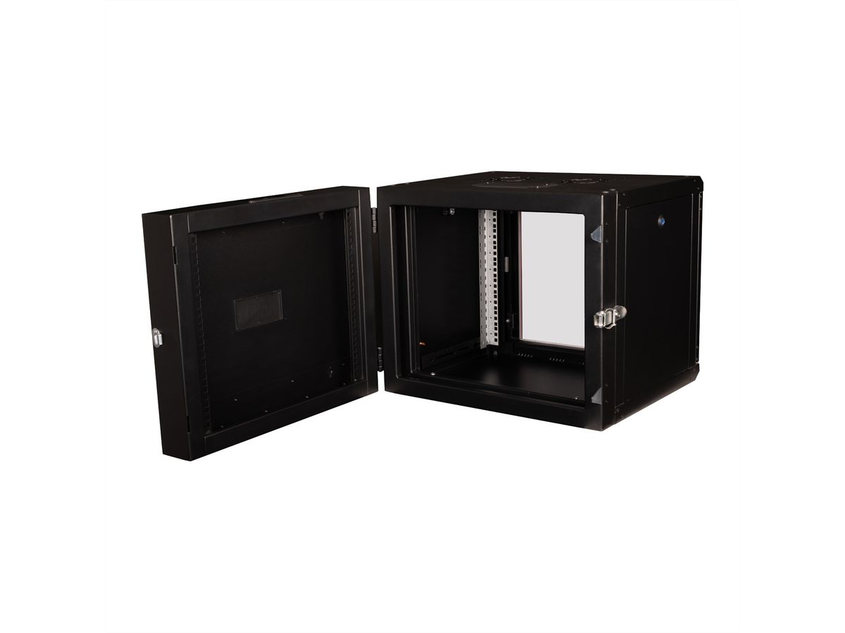 ROLINE 19" Boîtier mural Pro 9U, 600x600 LxP pivotant en 2 parties noir
