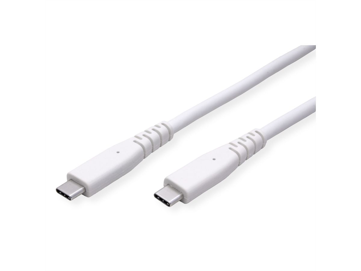VALUE Câble compatible USB 3.2 Gen2, avec PD (Power Delivery), avec Emark, C-C, M/M, blanc, 5 m
