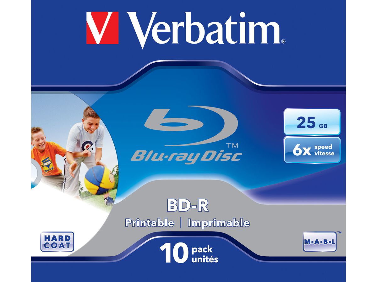 Verbatim BD-R SL 25GB 6x Printable 10 Pack Jewel Case BD-R 25Go 10pièce(s)