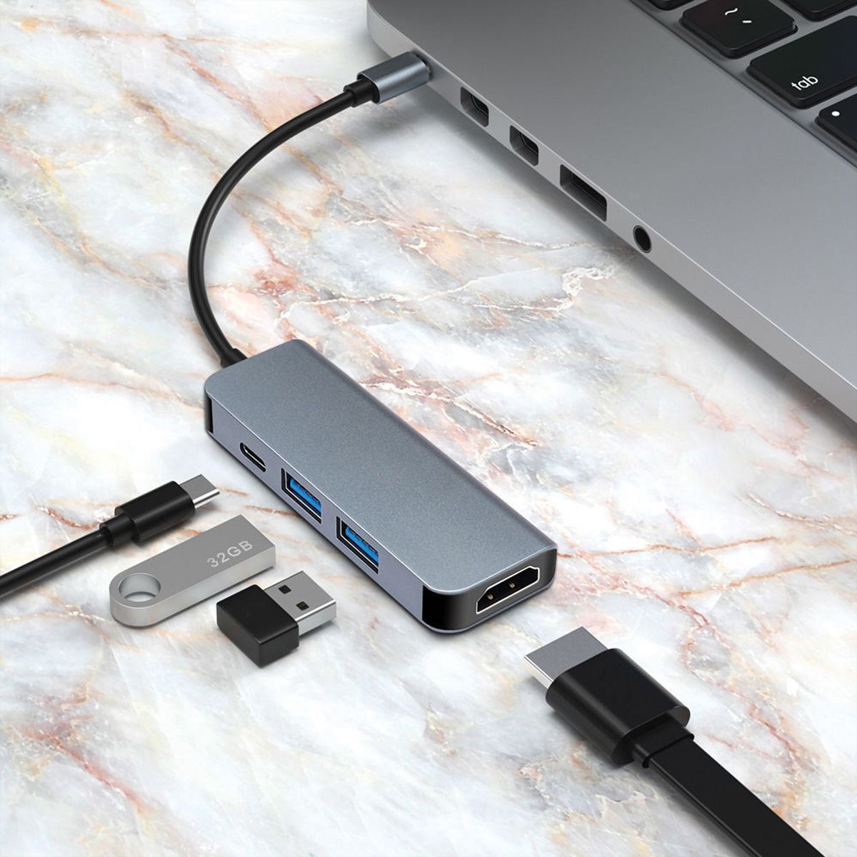VALUE Station d'accueil USB type C, HDMI 4K, 2x USB type A + type C PD (Power Delivery)