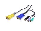 ATEN 2L-5302UP Câble KVM USB PS/2, noir, 1,8 m