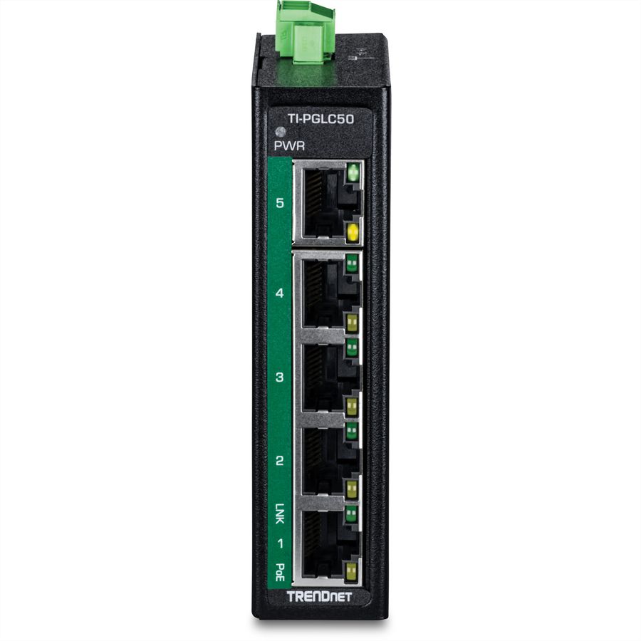 TRENDnet  TI-PGLC50 Mini switch Rail DIN PoE+ Gigabit industriel à 5 ports