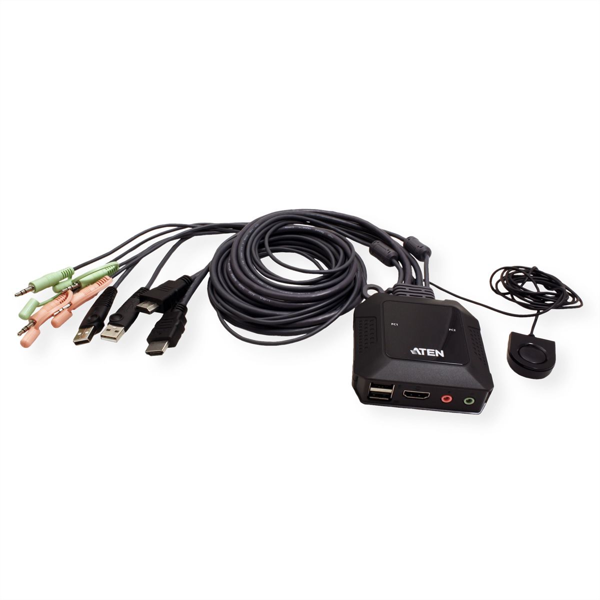 ATEN CS22H Commutateur KVM câble HDMI 4K USB 2 ports avec sélecteur de port distant