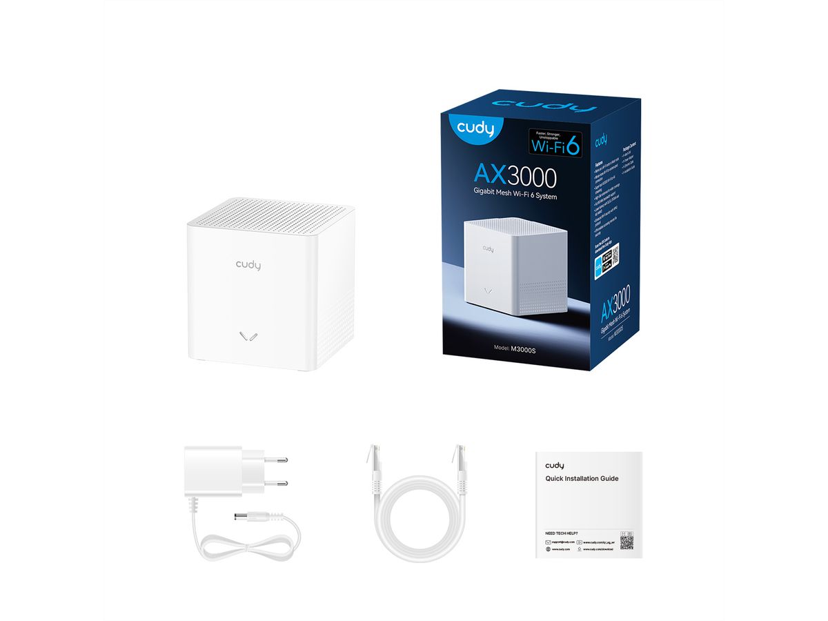 CUDY M3000S AX3000 Système Mesh Wi-Fi 6, pack de 1