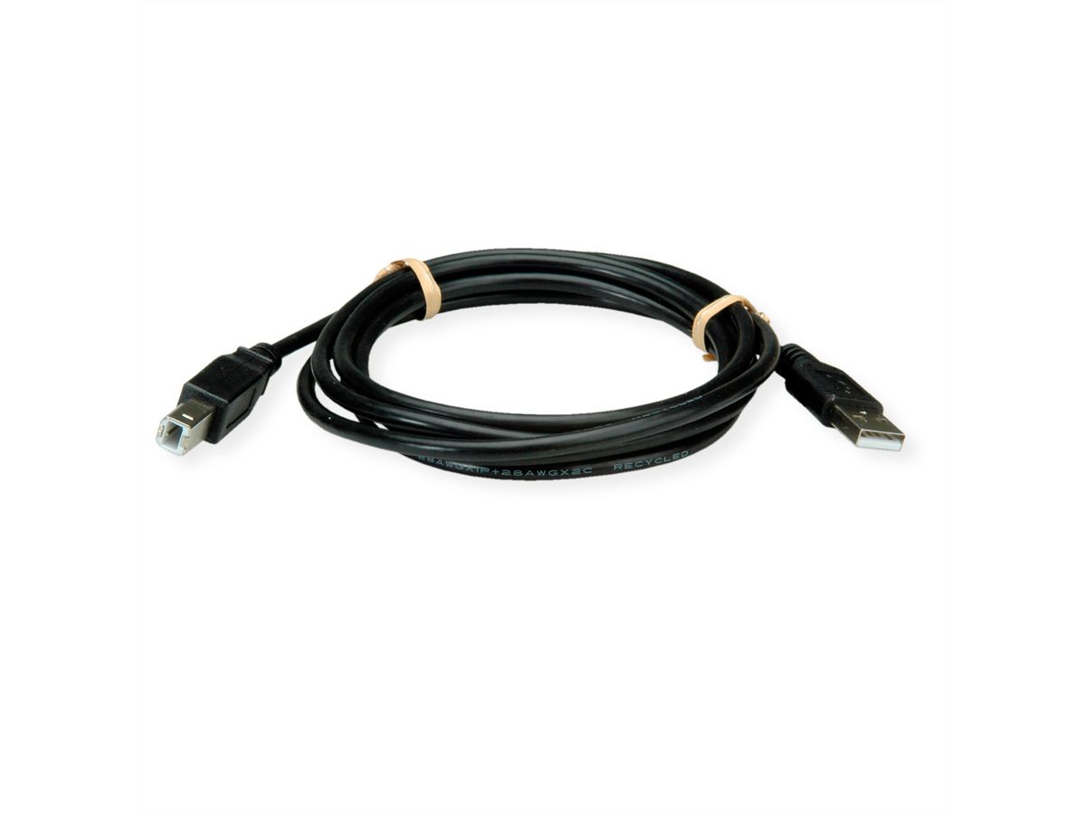 ROLINE RM Câble USB 2.0, type A-B, noir, 0,8 m