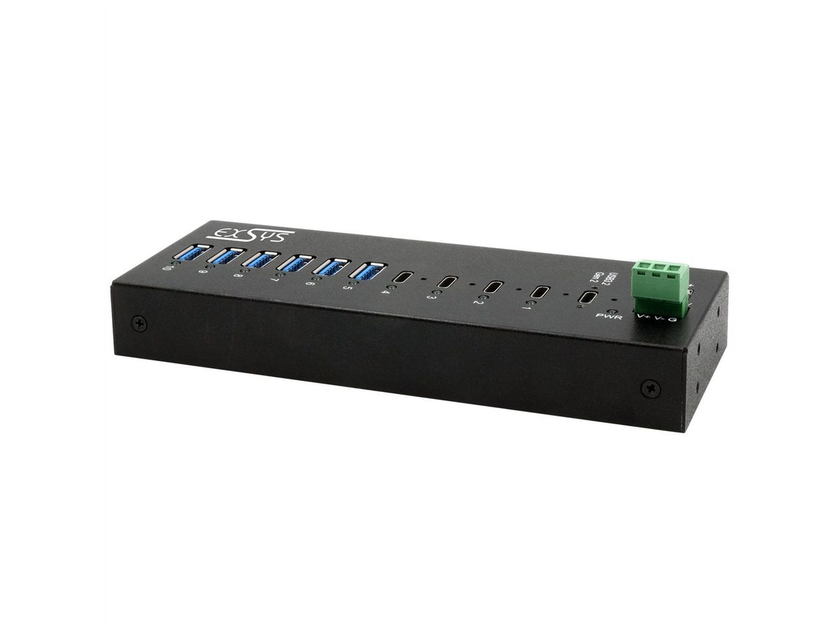 EXSYS EX-12280HMS HUB métallique 10 ports USB 3.2 Gen 2, 4x USB-C et 6x USB-A