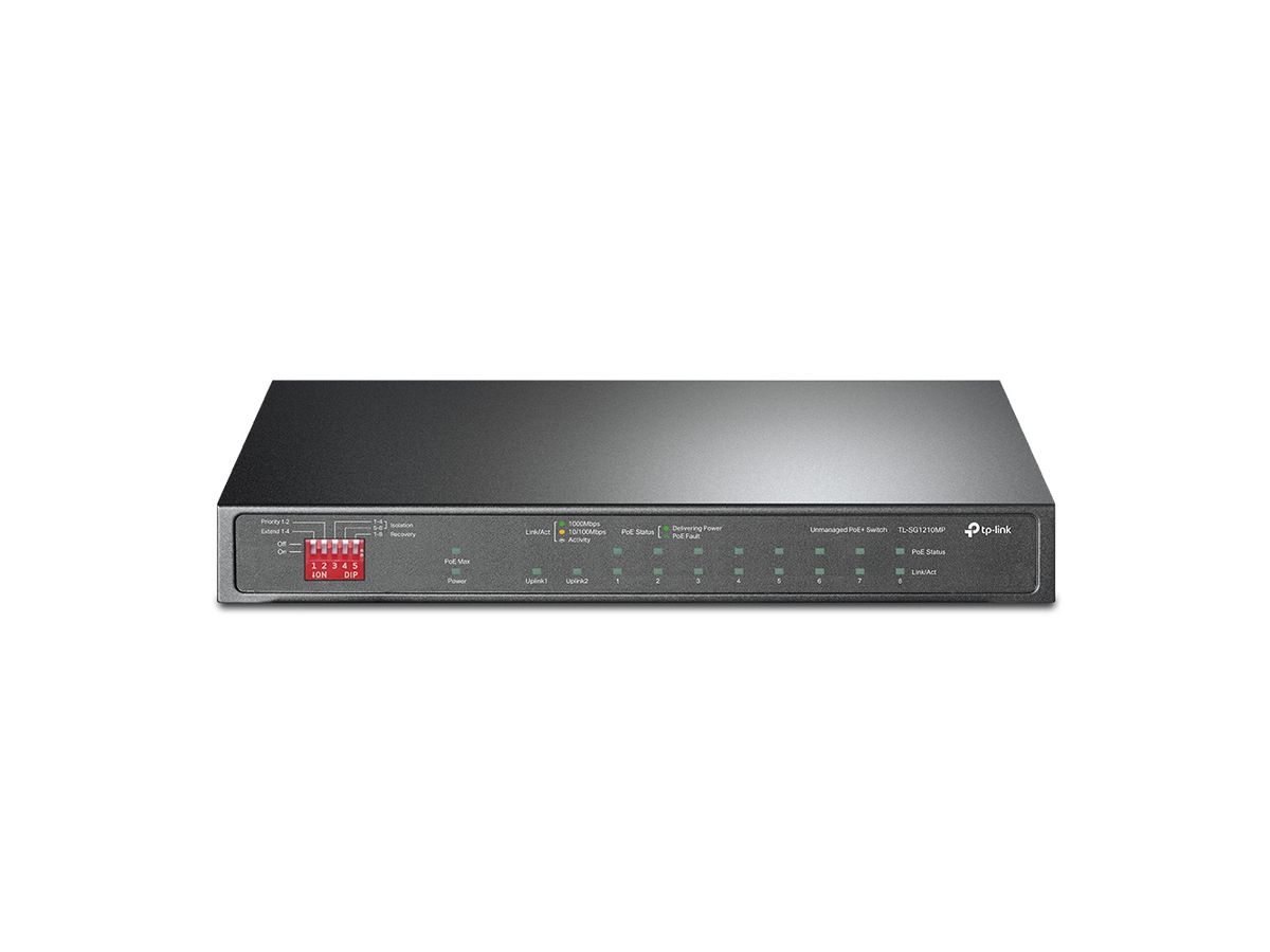 TP-Link TL-SG1210MP commutateur réseau Non-géré Gigabit Ethernet (10/100/1000) Connexion Ethernet, supportant l'alimentation via ce port (PoE) Noir