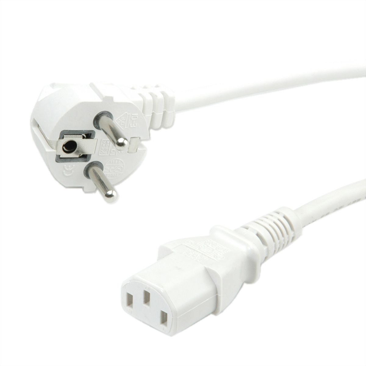 VALUE Câble d'alimentation 2P+T coudé - C13, blanc, 1,8 m