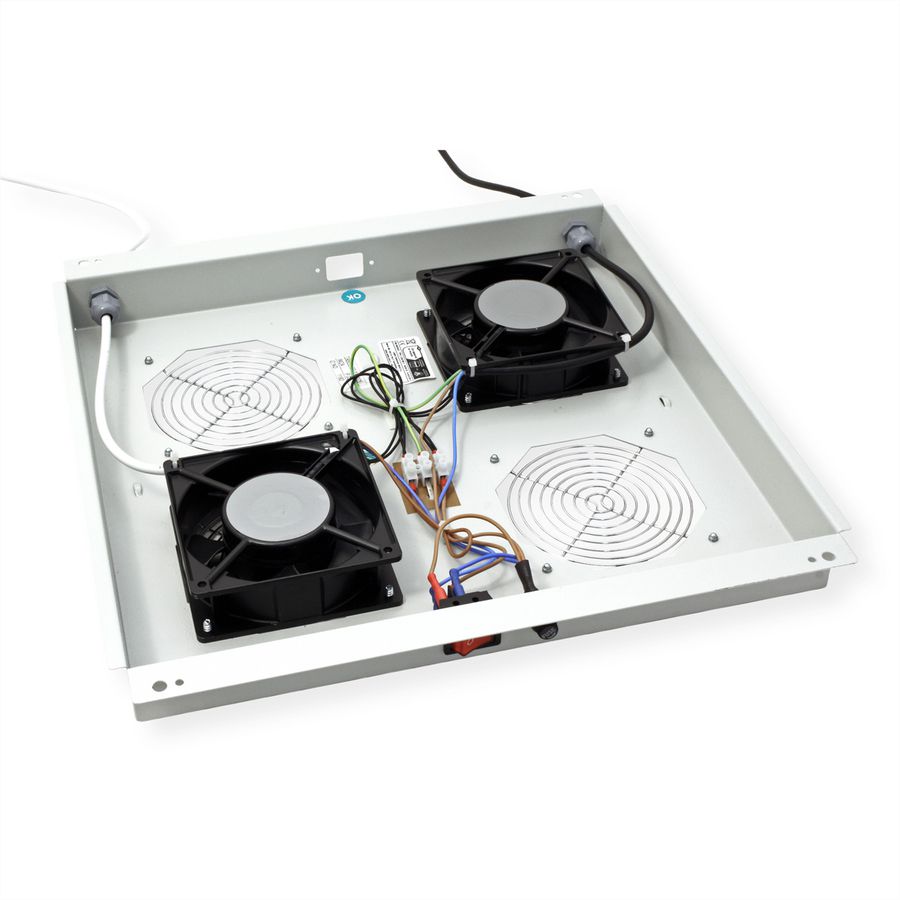 ROLINE 19" Unité de ventilation pour toit, 2 ventilateurs, thermostat, gris