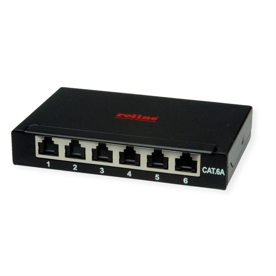 ROLINE Mini panneau Cat.6A/ClassEA 6 ports, 0,5U, blindé, noir