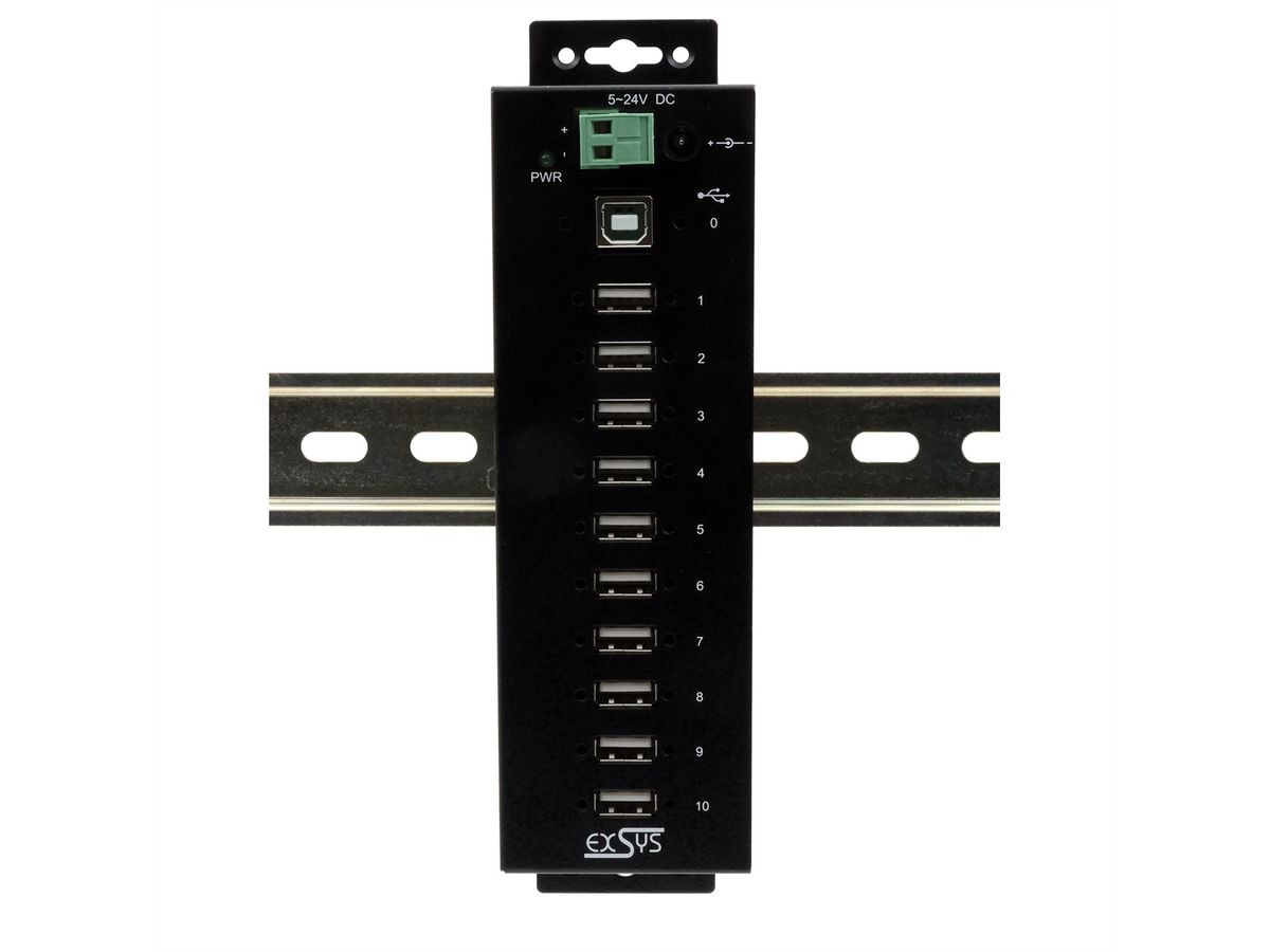 EXSYS EX-1170HMVS Hub métal USB 2.0, 10 ports, protection de surtension 15KV