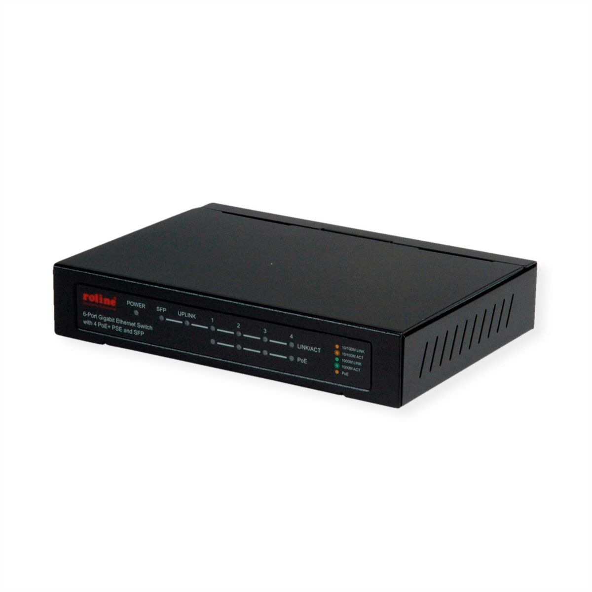 ROLINE Switch Gigabit Ethernet, 6 ports (5xGB + 1x SFP,  4x PoE+)