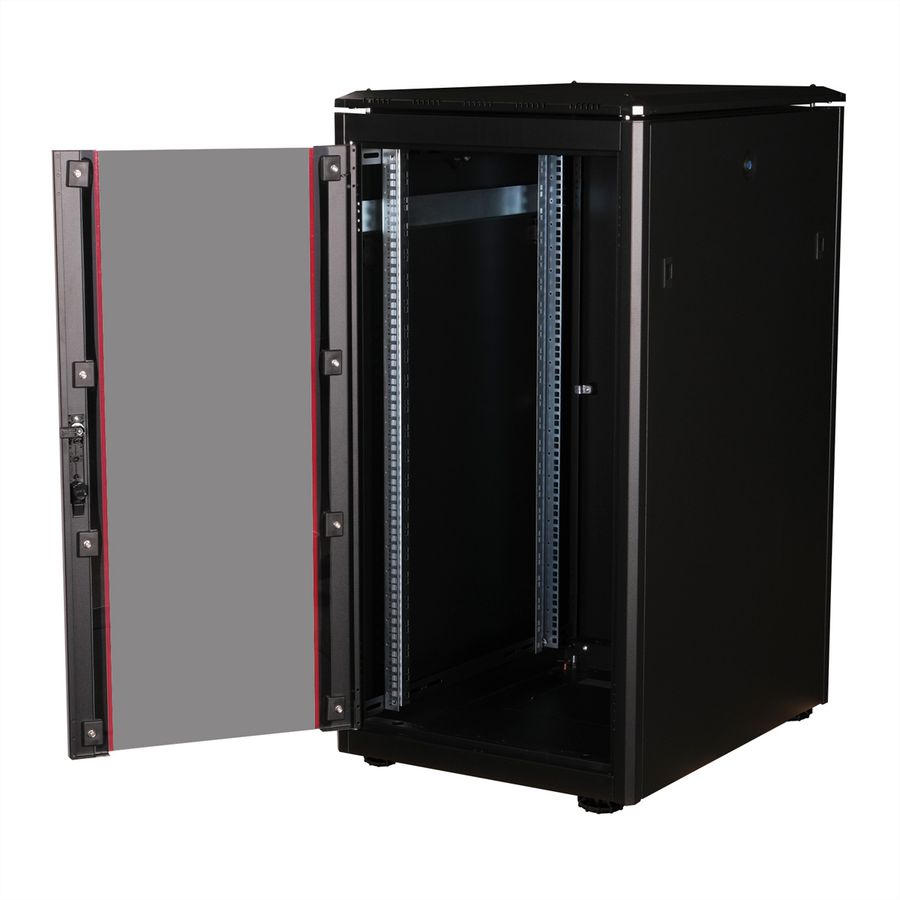 ROLINE 19" Baie réseau Pro 22U, 600x800 LxP Porte verre noir