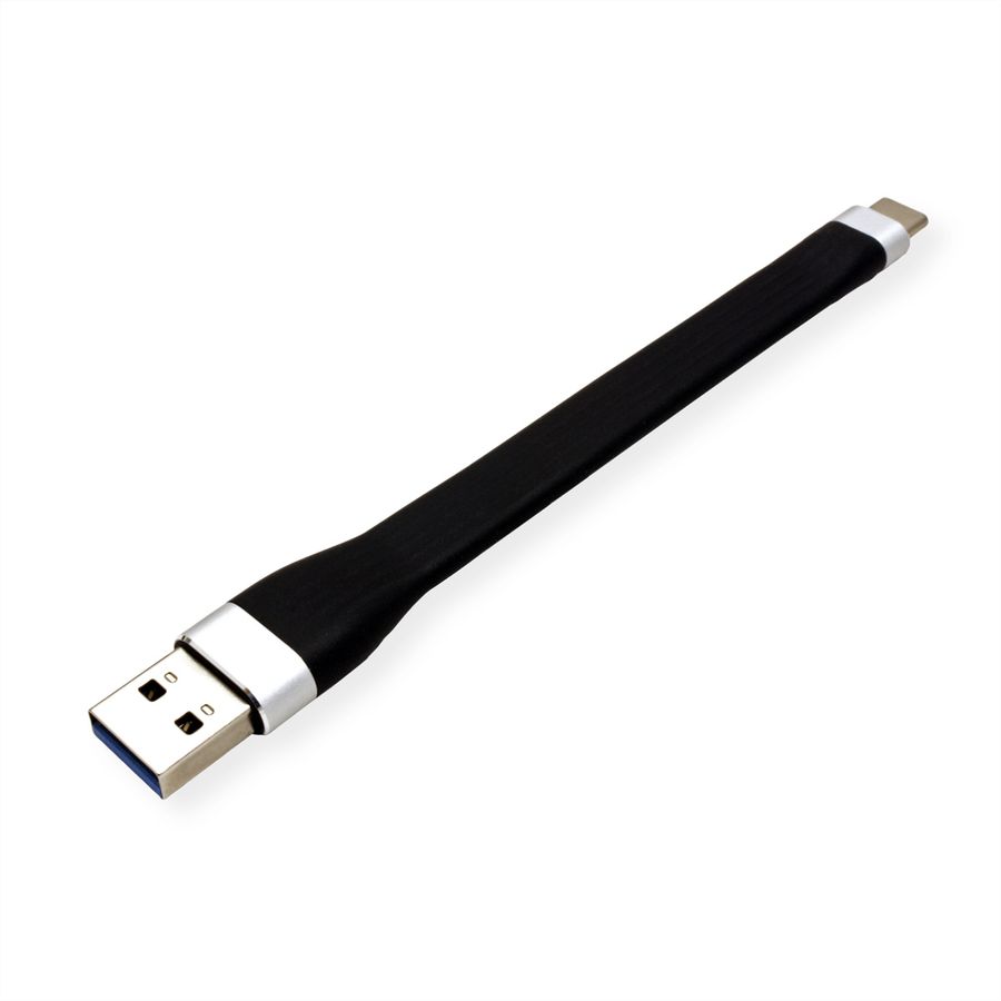 ROLINE Câble USB 3.2 Gen 1 en Silicone, A-C, M/M, noir, 11 cm