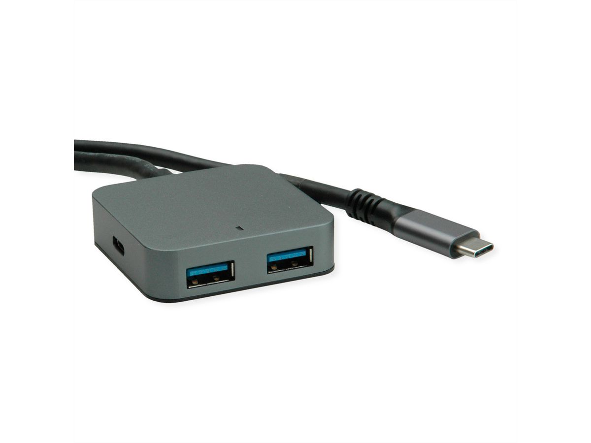 VALUE Hub USB 3.2 Gen 2, 4 ports (2x A+ 2x C) avec câble prolongateur, 3 m