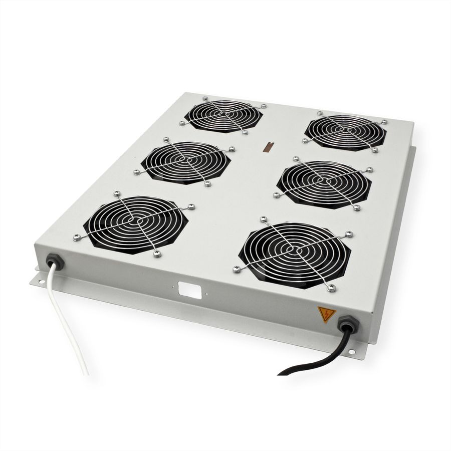 ROLINE 19" Unité de ventilation de toit, 6 ventilateurs, Thermostat pour baie serveur, grise