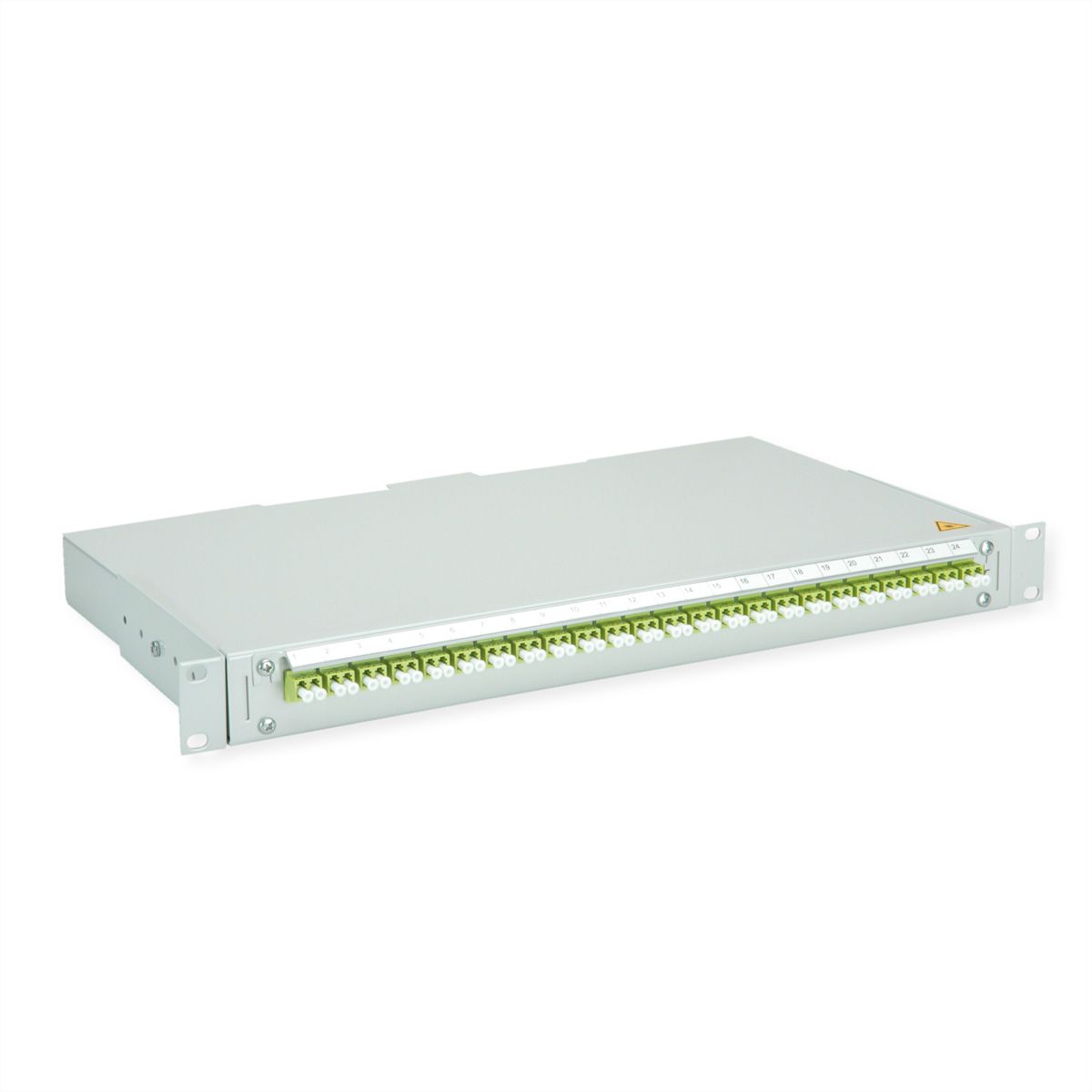 TELEGÄRTNER BASIS V Panneau fibre optique avec coupleurs & Pigtails , 24x LC Duplex, vert sapin, OM5