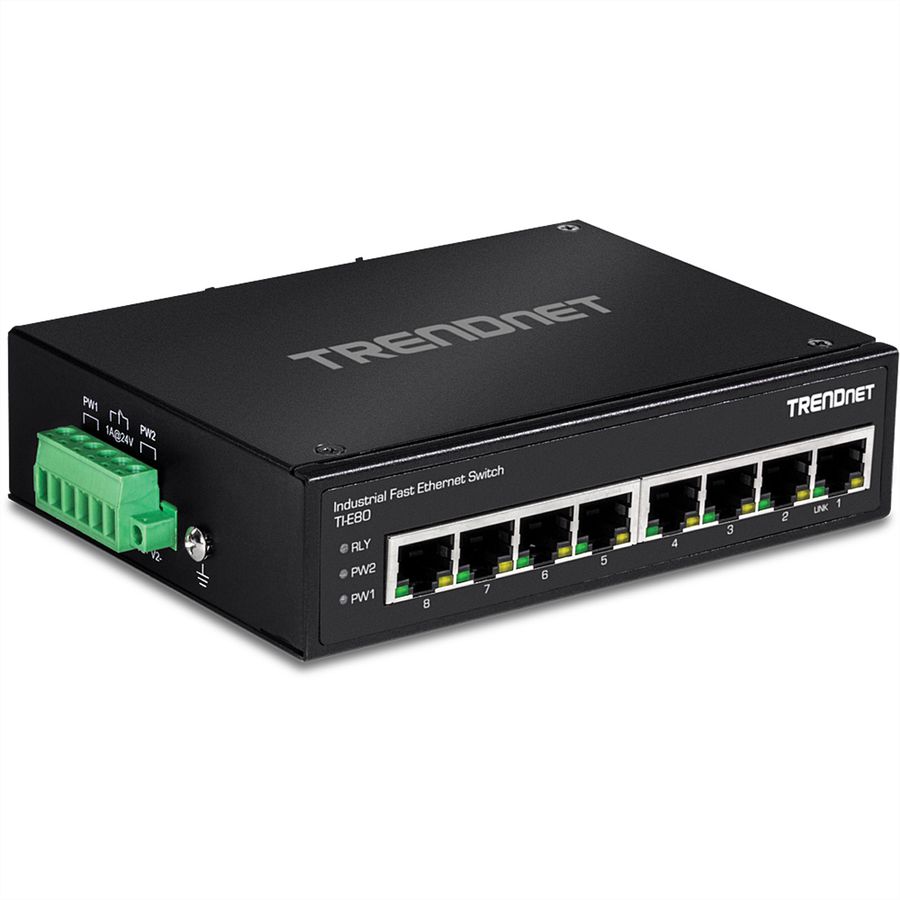 TRENDnet TI-E80 Switch Rail DIN Fast Ethernet industriel à 8 ports