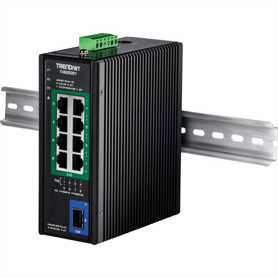 TRENDnet TI-BG5091 Switch PoE++ Rail-DIN industriel 2,5G à 9 ports avec port SFP+ 10G