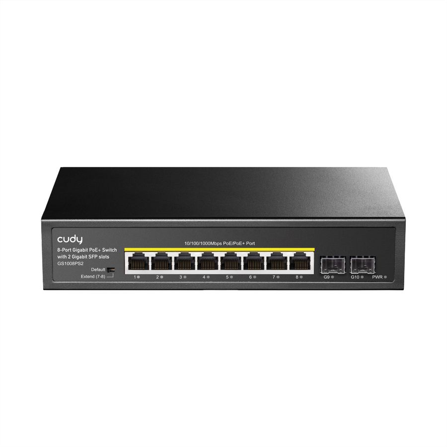 CUDY GS1008PS2 Switch 8 ports Gigabit PoE+ avec 2 emplacements Gigabit SFP 120W