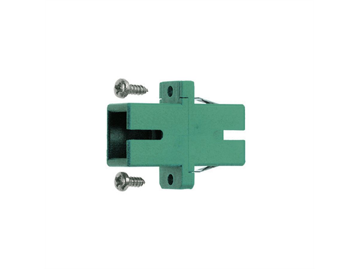 TELEGÄRTNER Coupleur SC/APC Duplex, Singlemode, Manchon en céramique, boîtier plastique, vert