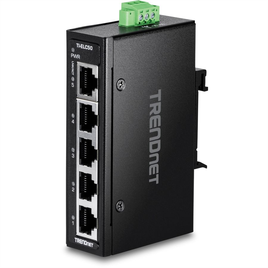 TRENDnet TI-ELC50 Mini switch industriel rail DIN, Fast Ethernet à 5 ports