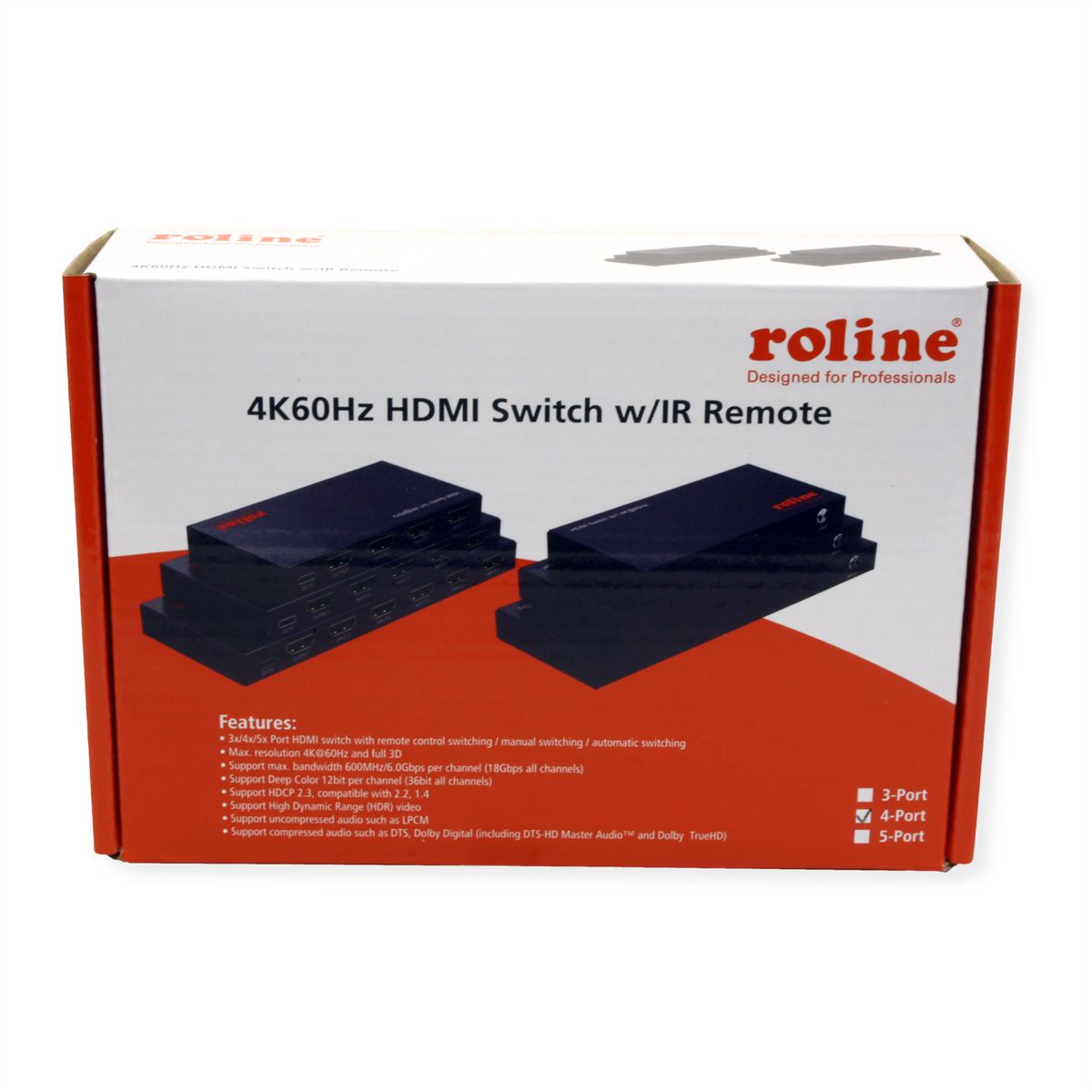 ROLINE Switch HDMI 4K à 4 ports, avec télécommande