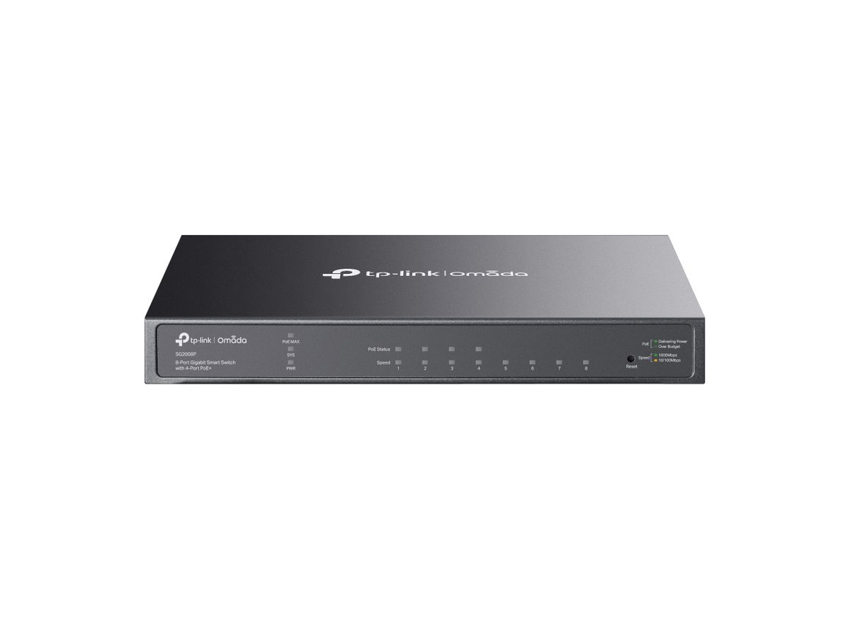 TP-Link TL-SG2008P commutateur réseau Géré L2/L2+ Gigabit Ethernet (10/100/1000) Connexion Ethernet, supportant l'alimentation via ce port (PoE) Noir
