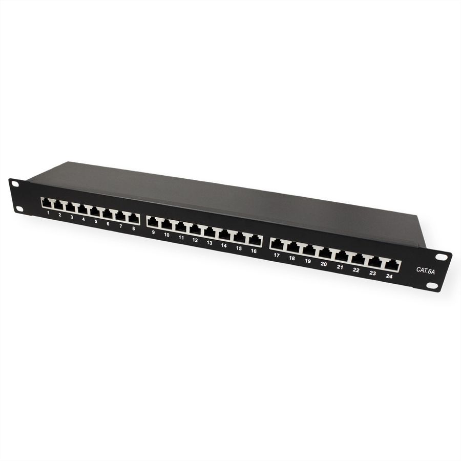 VALUE Panneau de brassage Cat.6A (Classe EA) 19", 24 ports, blindé, noir