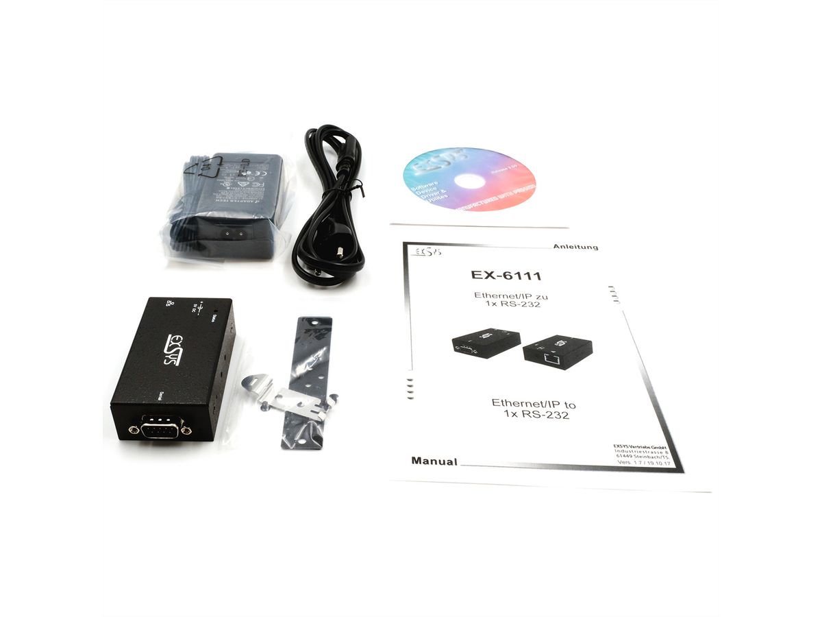 EXSYS EX-6111-2 Ethernet vers 1x RS-232, avec adaptateur secteur