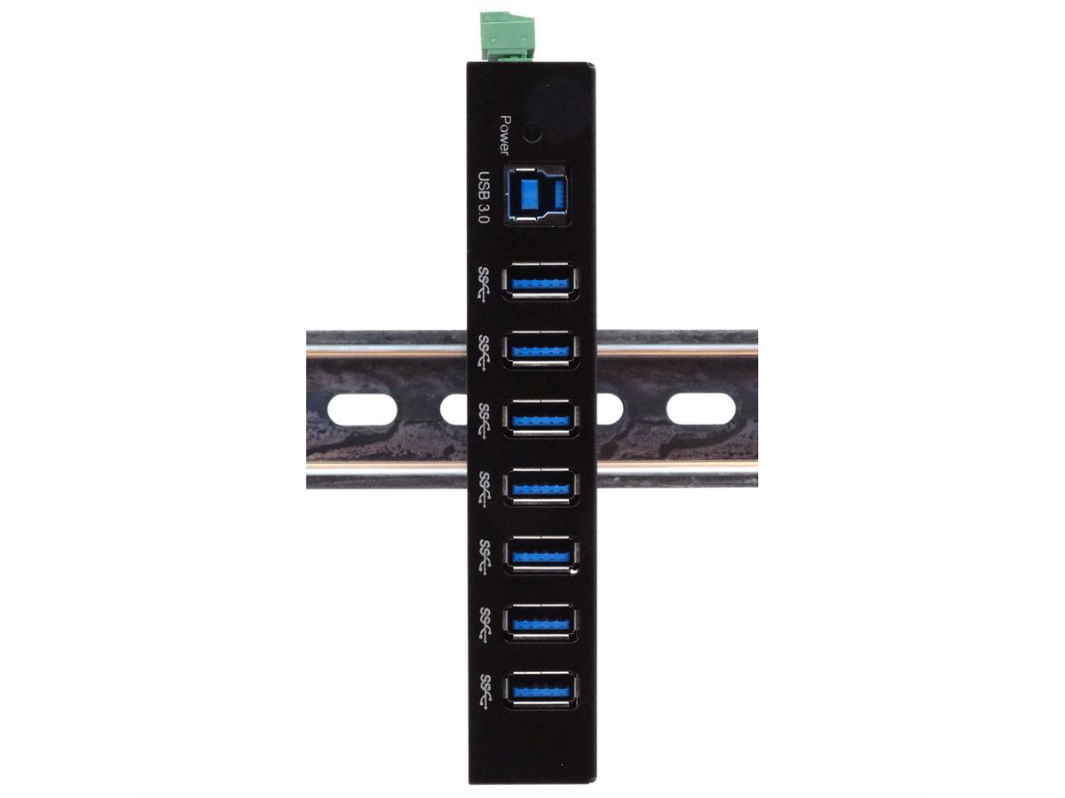 EXSYS EX-11237HMS-2 Hub 7 ports métallique , USB 3.2 Gen 1, kit rail DIN