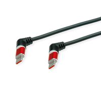 ROLINE Câble USB 2.0, C-C, M/M, rotation à 360°, rouge/noir, 1 m
