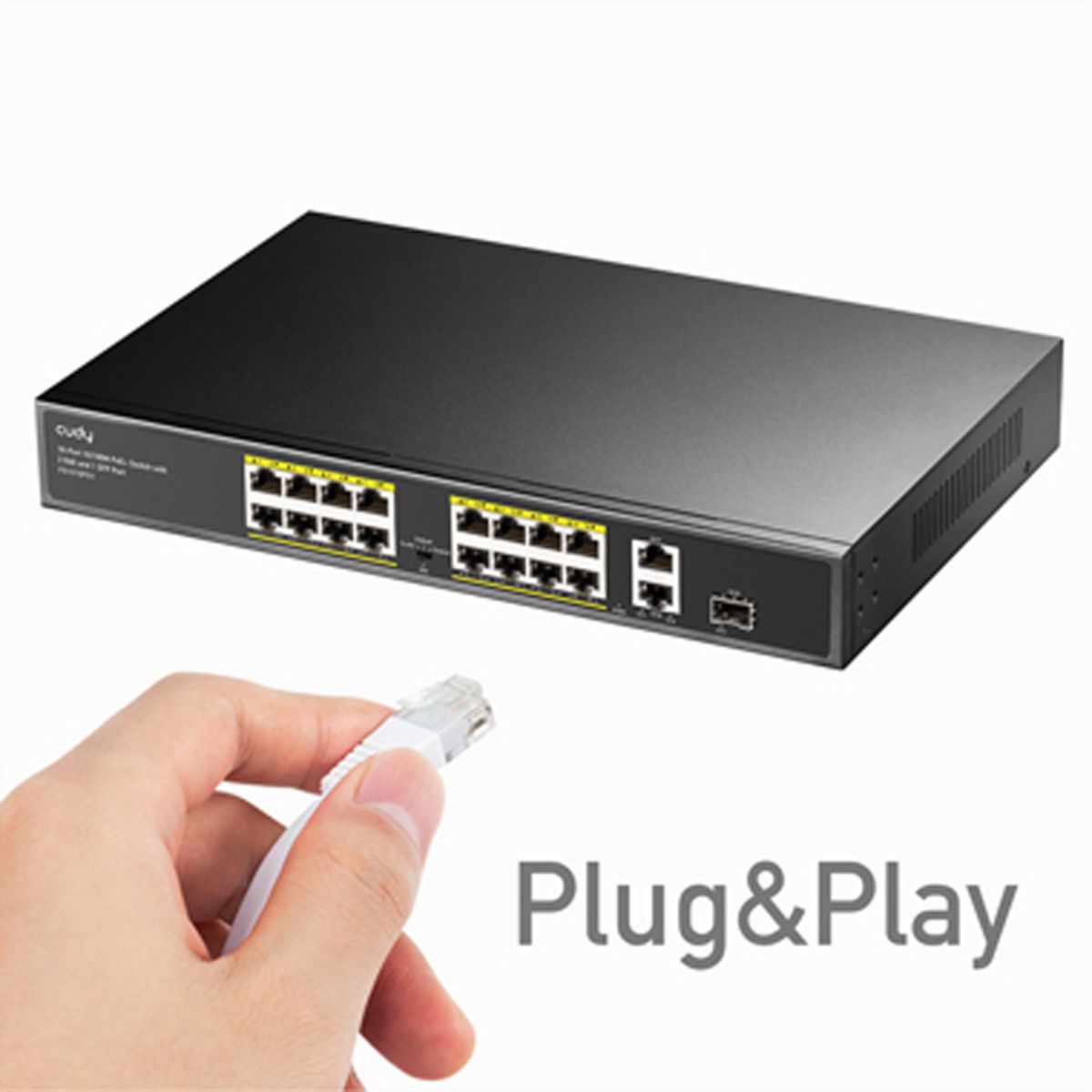 CUDY FS1018PS1 Switch 16 ports 10/100M PoE+, 2 ports Gigabit Uplink 1 SFP  200W