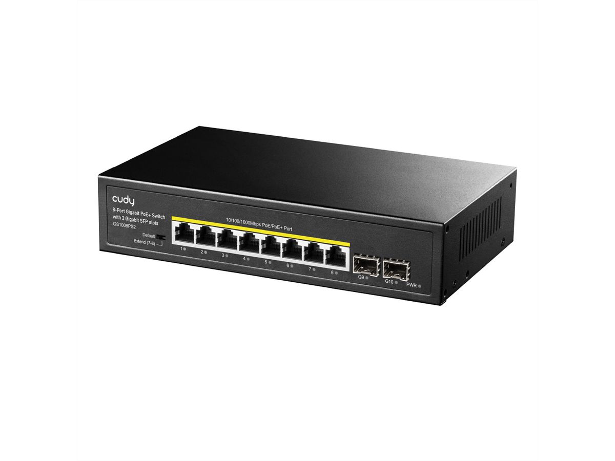 CUDY GS1008PS2 Switch 8 ports Gigabit PoE+ avec 2 emplacements Gigabit SFP 120W